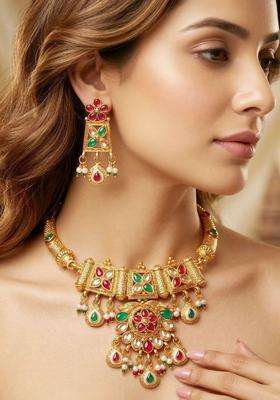 Gold-Plated Temple Necklace and Earrings for Women | Traditional Temple Jewellery for Wedding & Festive Wear | Gift for Her