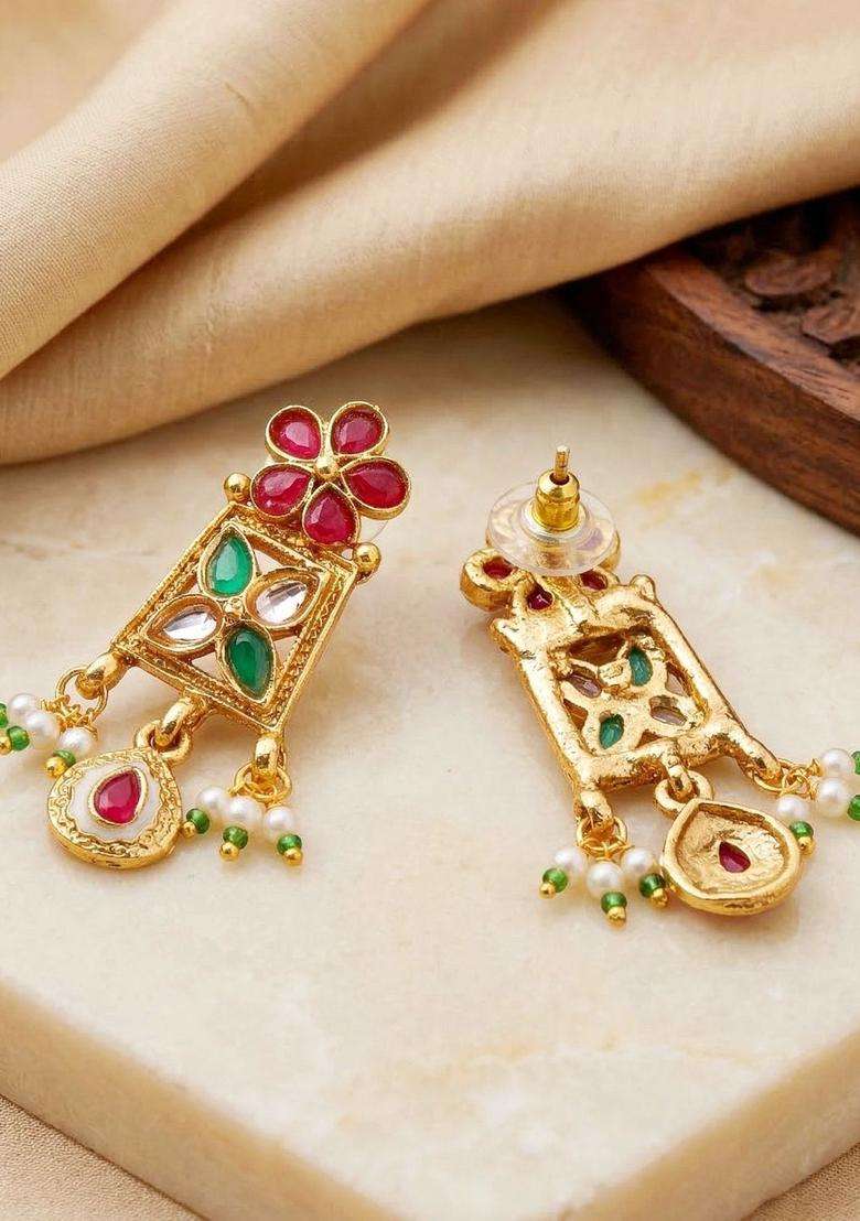 Gold-Plated Temple Necklace and Earrings for Women | Traditional Temple Jewellery for Wedding & Festive Wear | Gift for Her - Indya