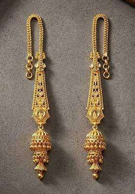 Gold-Plated Geometric Jhumkas Earrings for Women | Traditional Temple Jewellery for Wedding & Festive Wear | Gift for Her