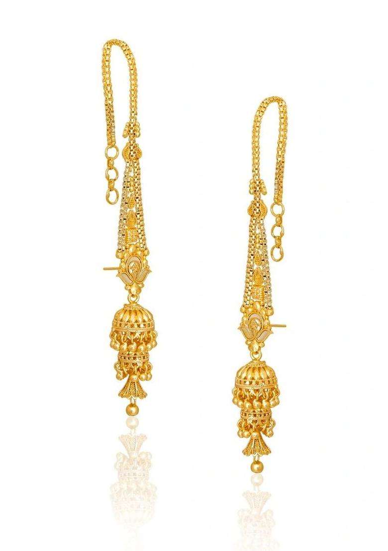 Gold-Plated Geometric Jhumkas Earrings for Women | Traditional Temple Jewellery for Wedding & Festive Wear | Gift for Her - Indya