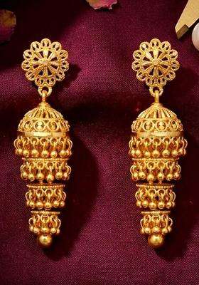 Gold-Plated Circular Jhumkas Earrings for Women | Traditional Temple Jewellery for Wedding & Festive Wear | Gift for Her