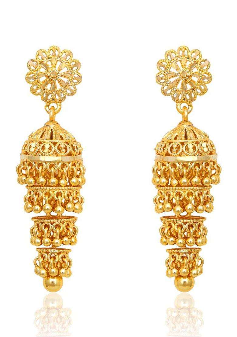Gold-Plated Circular Jhumkas Earrings for Women | Traditional Temple Jewellery for Wedding & Festive Wear | Gift for Her - Indya