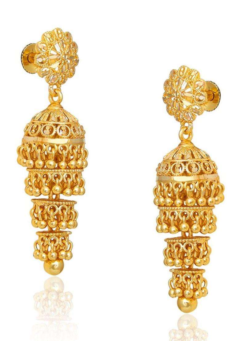Gold-Plated Circular Jhumkas Earrings for Women | Traditional Temple Jewellery for Wedding & Festive Wear | Gift for Her - Indya
