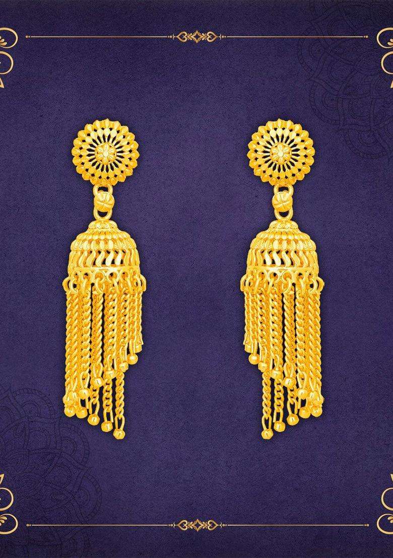 Gold-Plated Dome Shaped Jhumkas for Women | Traditional Temple Jewellery for Wedding & Festive Wear | Gift for Her - Indya