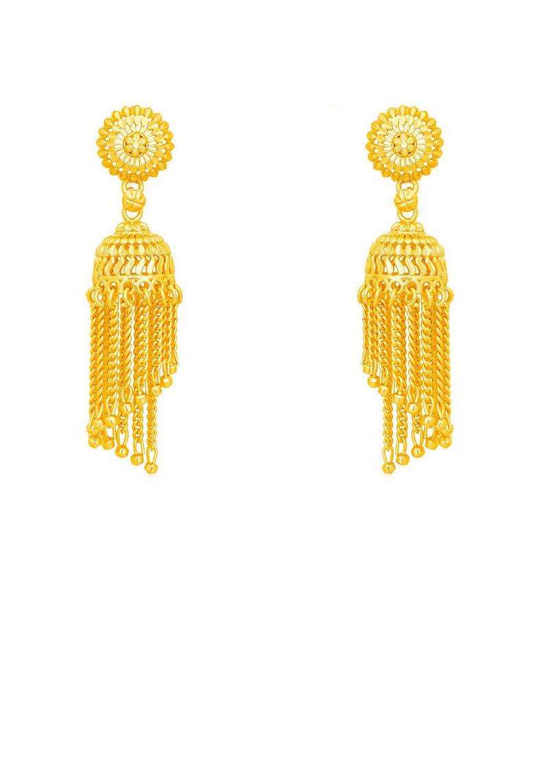 Gold-Plated Dome Shaped Jhumkas for Women | Traditional Temple Jewellery for Wedding & Festive Wear | Gift for Her - Indya