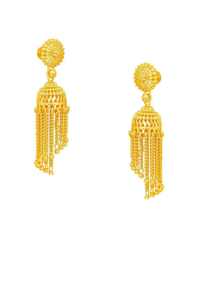 Gold-Plated Dome Shaped Jhumkas for Women | Traditional Temple Jewellery for Wedding & Festive Wear | Gift for Her - Indya