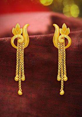 Gold-Plated Contemporary Drop Earrings for Women | Traditional Temple Jewellery for Wedding & Festive Wear | Gift for Her
