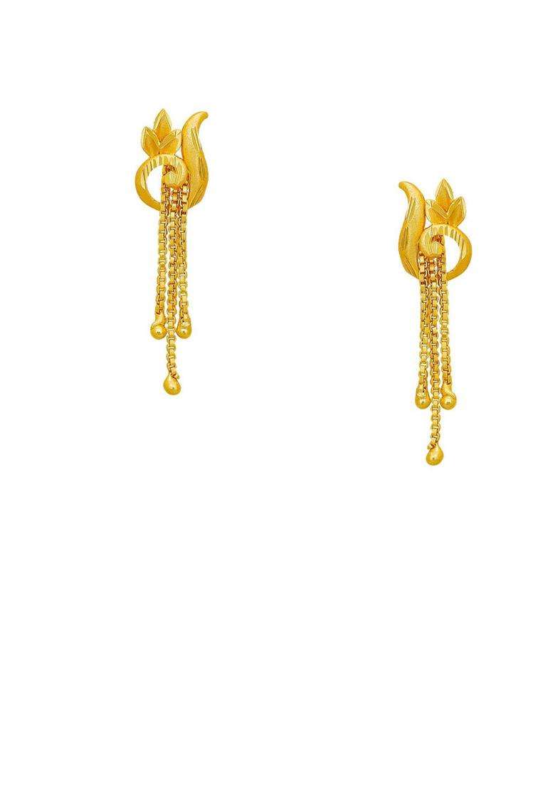 Gold-Plated Contemporary Drop Earrings for Women | Traditional Temple Jewellery for Wedding & Festive Wear | Gift for Her - Indya