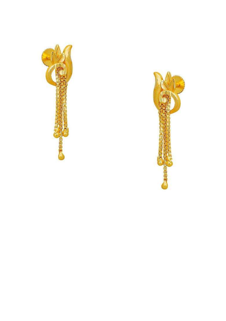 Gold-Plated Contemporary Drop Earrings for Women | Traditional Temple Jewellery for Wedding & Festive Wear | Gift for Her - Indya