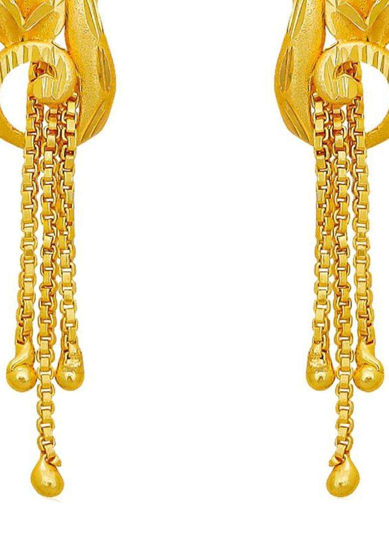 Gold-Plated Contemporary Drop Earrings for Women | Traditional Temple Jewellery for Wedding & Festive Wear | Gift for Her - Indya