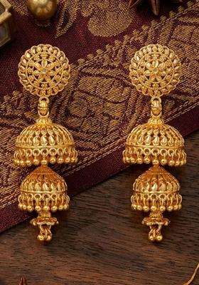 Gold-Plated Circular Jhumkas Earrings for Women | Traditional Temple Jewellery for Wedding & Festive Wear | Gift for Her