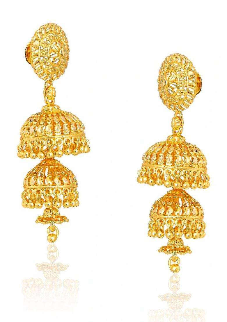 Gold-Plated Circular Jhumkas Earrings for Women | Traditional Temple Jewellery for Wedding & Festive Wear | Gift for Her - Indya
