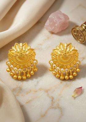 Gold-Plated Floral Studs Earrings for Women | Traditional Temple Jewellery for Wedding & Festive Wear | Gift for Her