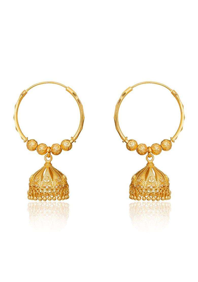Gold-Plated Circular Jhumkas Earrings for Women | Traditional Temple Jewellery for Wedding & Festive Wear | Gift for Her - Indya