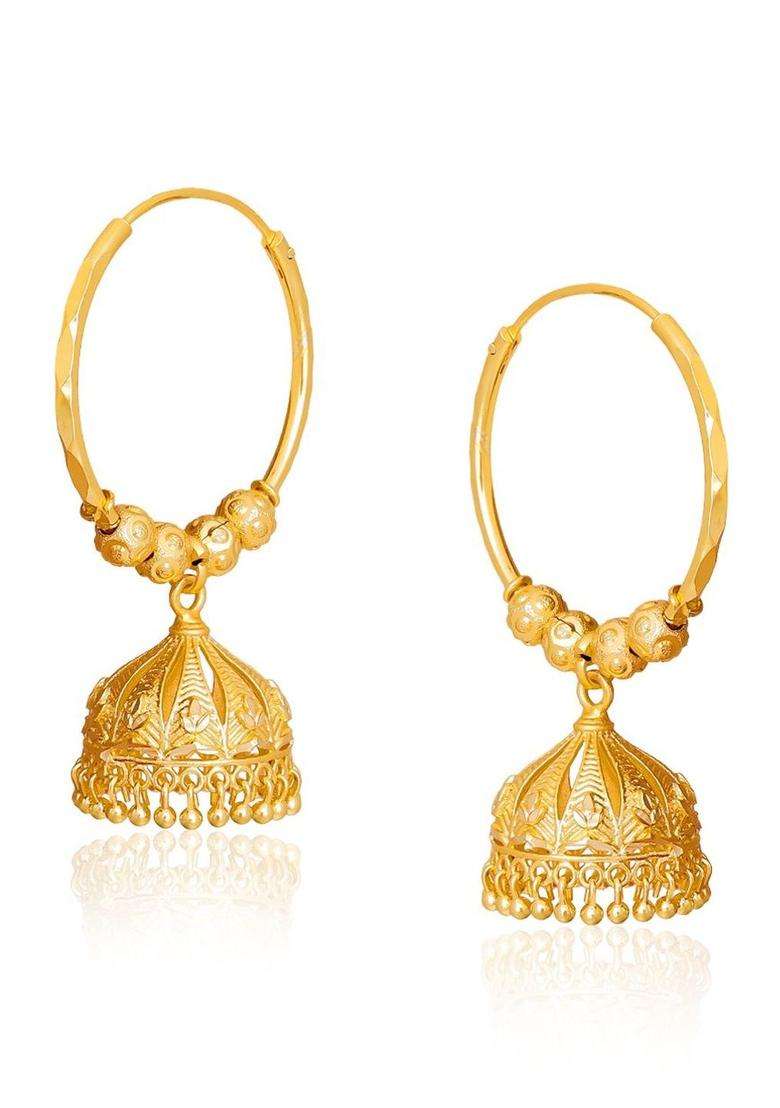 Gold-Plated Circular Jhumkas Earrings for Women | Traditional Temple Jewellery for Wedding & Festive Wear | Gift for Her - Indya