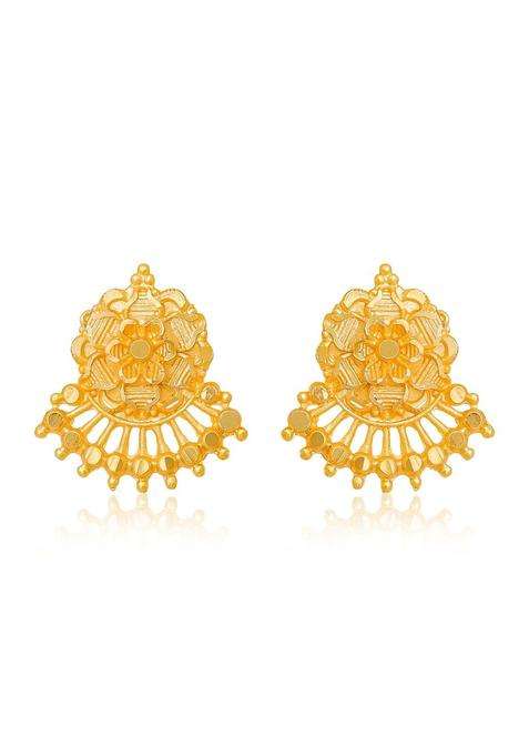 Gold-Plated Floral Studs Earrings for Women | Traditional Temple Jewellery for Wedding & Festive Wear | Gift for Her