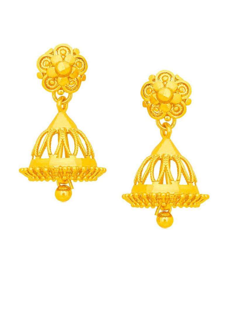Gold-Plated Dome Shaped Jhumkas for Women | Traditional Temple Jewellery for Wedding & Festive Wear | Gift for Her - Indya