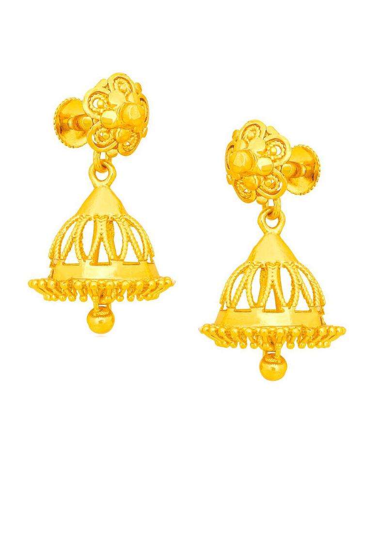 Gold-Plated Dome Shaped Jhumkas for Women | Traditional Temple Jewellery for Wedding & Festive Wear | Gift for Her - Indya