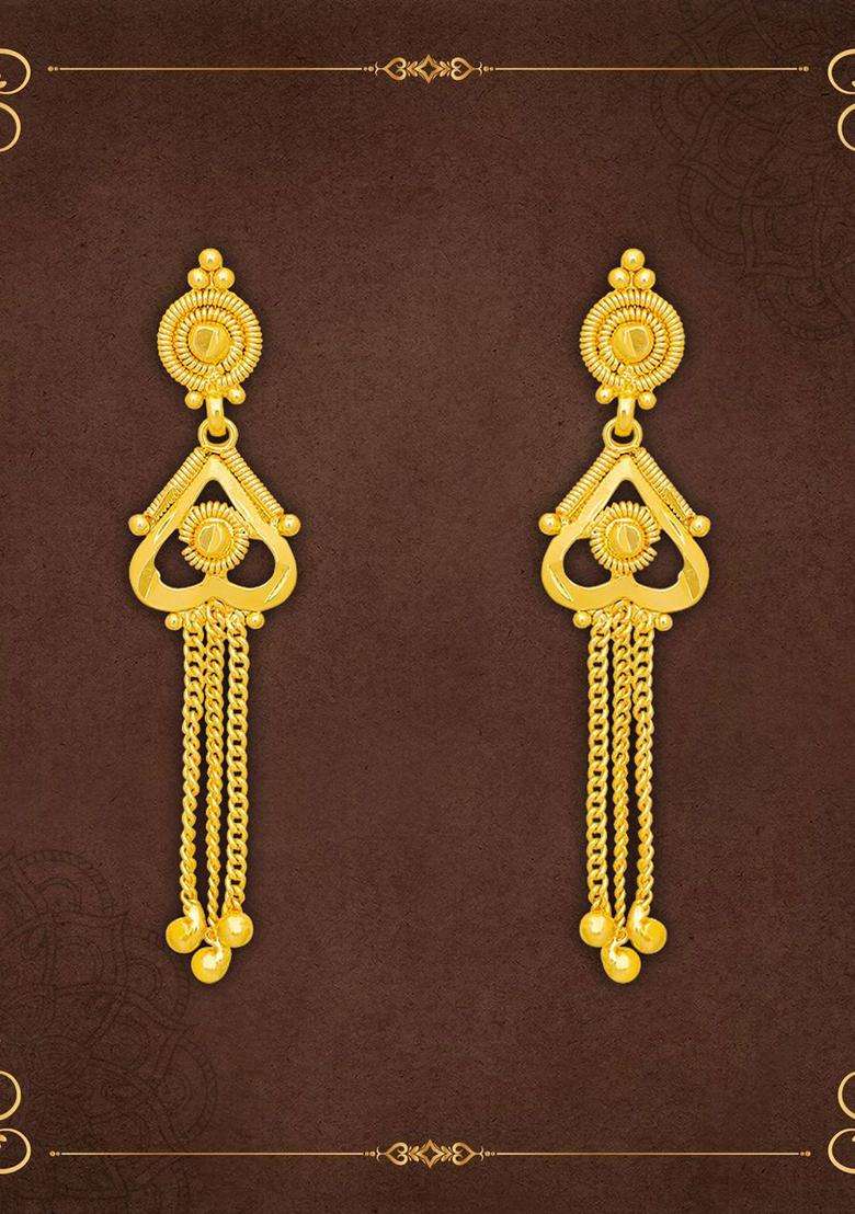 Gold-Plated Artificial Beads Beaded Contemporary Drop Earrings for Women | Traditional Temple Jewellery for Wedding & Festive Wear | Gift for Her - Indya