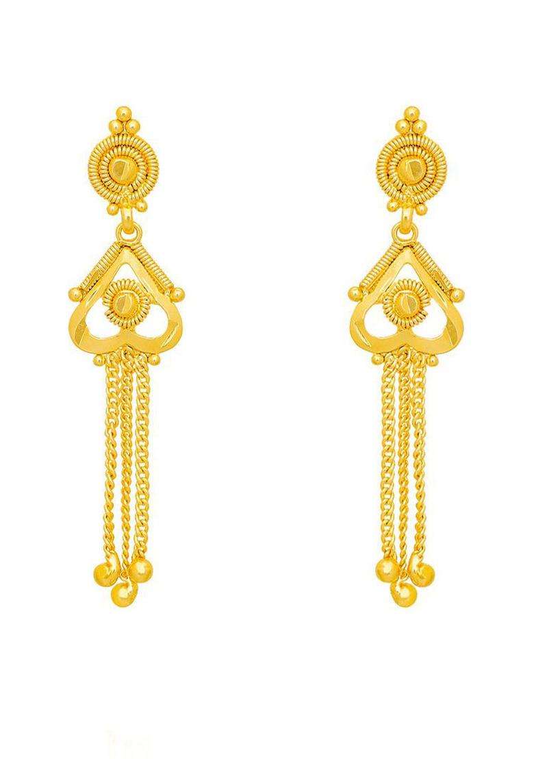 Gold-Plated Artificial Beads Beaded Contemporary Drop Earrings for Women | Traditional Temple Jewellery for Wedding & Festive Wear | Gift for Her - Indya