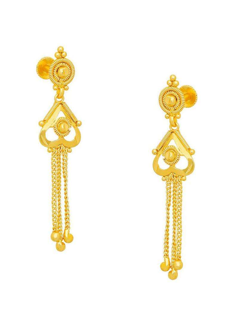 Gold-Plated Artificial Beads Beaded Contemporary Drop Earrings for Women | Traditional Temple Jewellery for Wedding & Festive Wear | Gift for Her - Indya