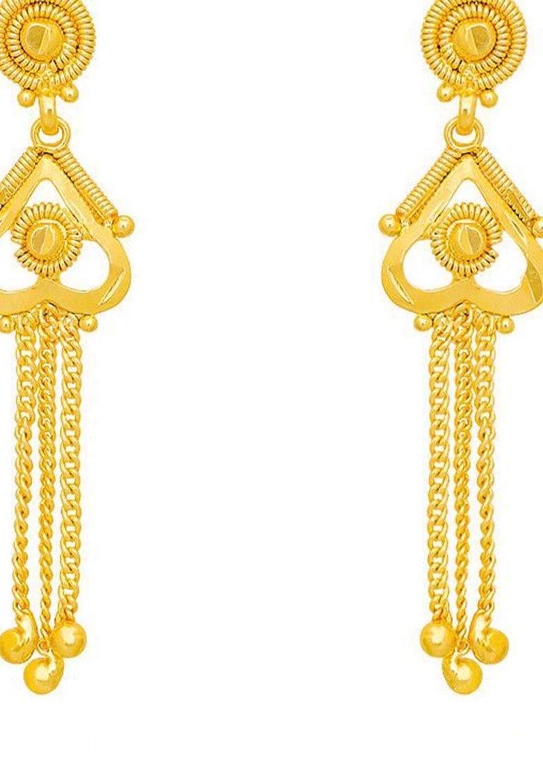 Gold-Plated Artificial Beads Beaded Contemporary Drop Earrings for Women | Traditional Temple Jewellery for Wedding & Festive Wear | Gift for Her - Indya