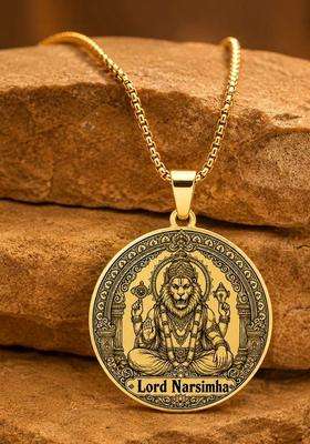 Gold-Plated Circular Pendants with Chains for Men | Traditional Temple Jewellery for Wedding & Festive Wear | Gift for Him