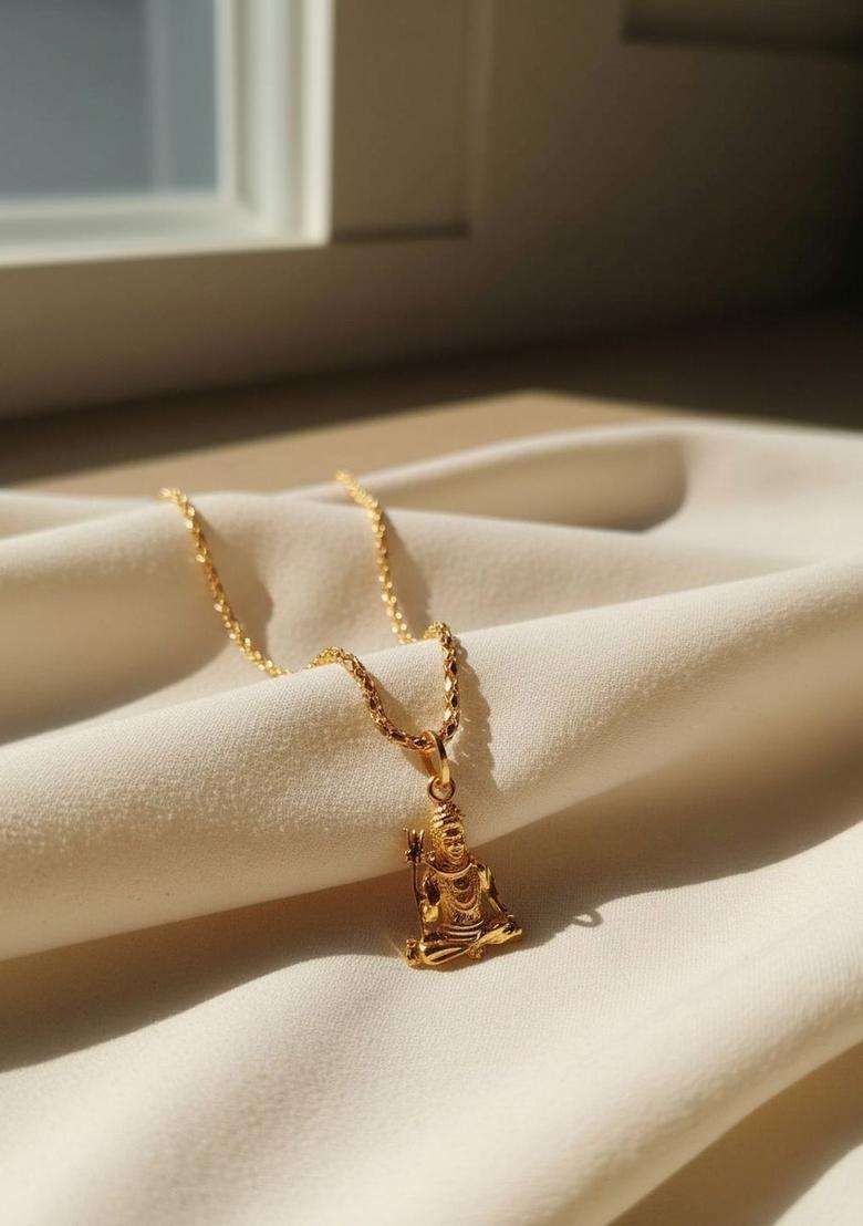 Gold-Plated Contemporary Pendants with Chains for Men | Traditional Temple Jewellery for Wedding & Festive Wear | Gift for Him - Indya
