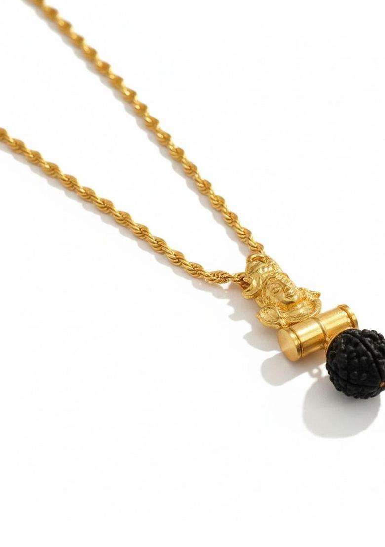 Gold-Plated Contemporary Pendants with Chains for Men | Traditional Temple Jewellery for Wedding & Festive Wear | Gift for Him - Indya