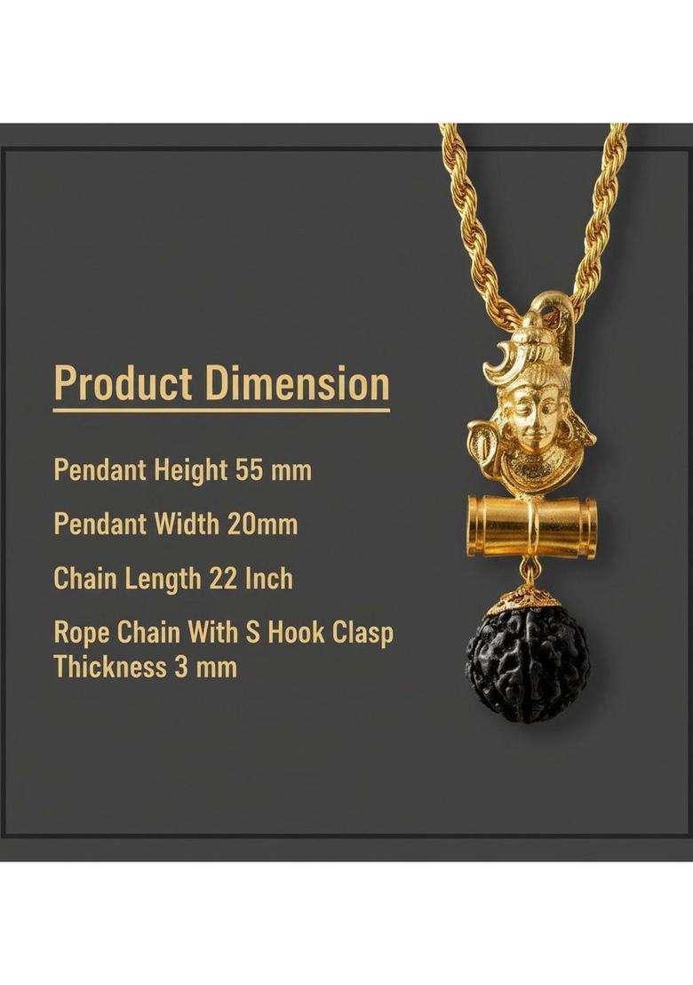 Gold-Plated Contemporary Pendants with Chains for Men | Traditional Temple Jewellery for Wedding & Festive Wear | Gift for Him - Indya