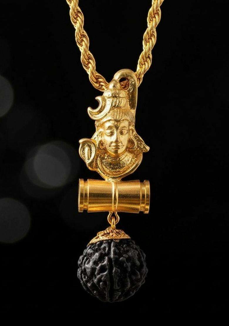 Gold-Plated Contemporary Pendants with Chains for Men | Traditional Temple Jewellery for Wedding & Festive Wear | Gift for Him - Indya