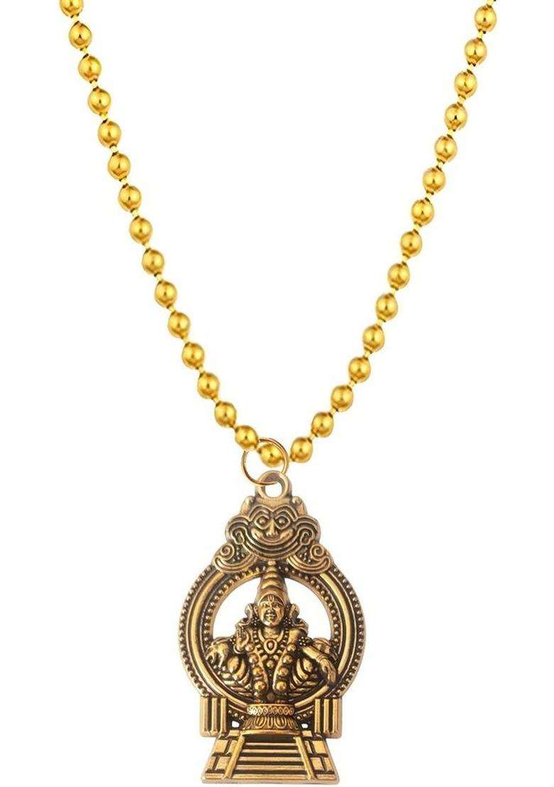 Gold-Plated Contemporary Pendants with Chains for Men | Traditional Temple Jewellery for Wedding & Festive Wear | Gift for Him - Indya
