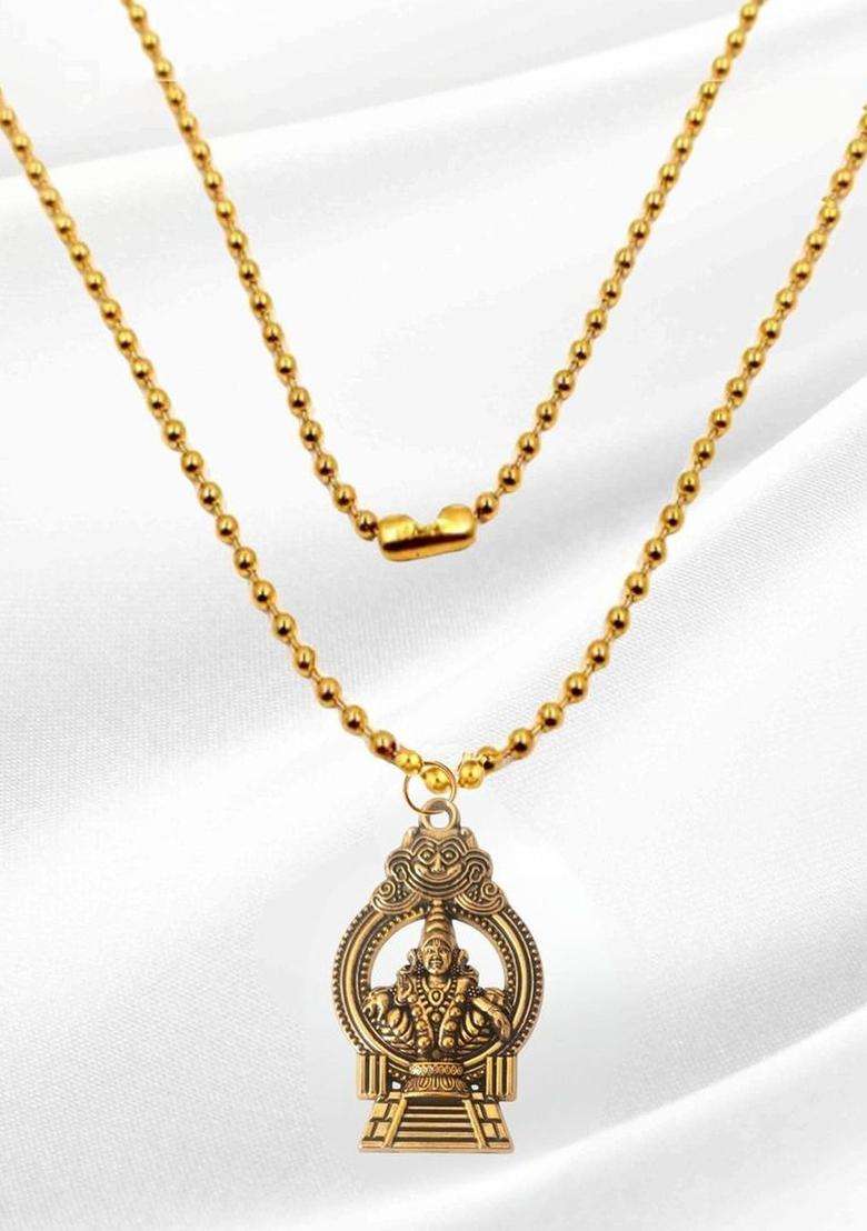 Gold-Plated Contemporary Pendants with Chains for Men | Traditional Temple Jewellery for Wedding & Festive Wear | Gift for Him - Indya