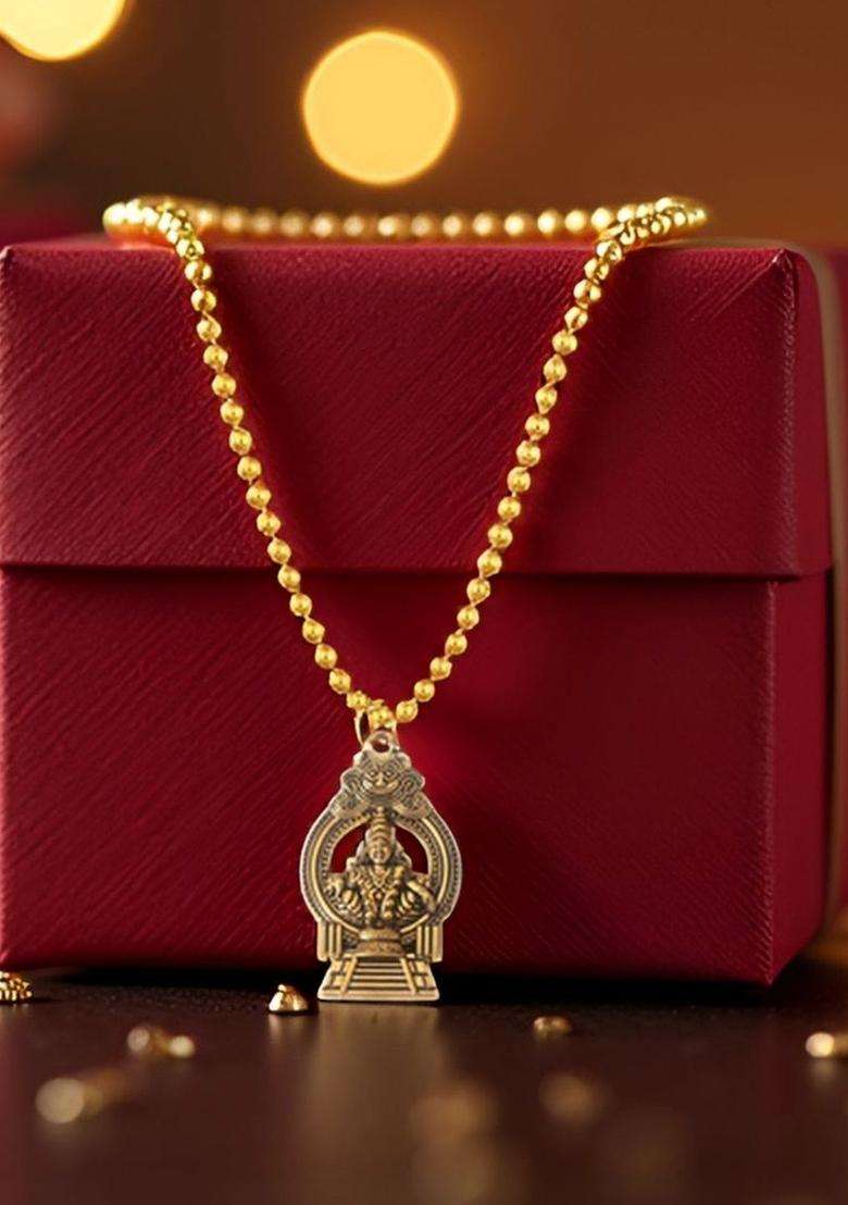 Gold-Plated Contemporary Pendants with Chains for Men | Traditional Temple Jewellery for Wedding & Festive Wear | Gift for Him - Indya