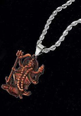 Gold-Plated Silver-Plated Antique Contemporary Shaped Pendant for Men | Traditional Temple Jewellery for Wedding & Festive Wear | Gift for Him
