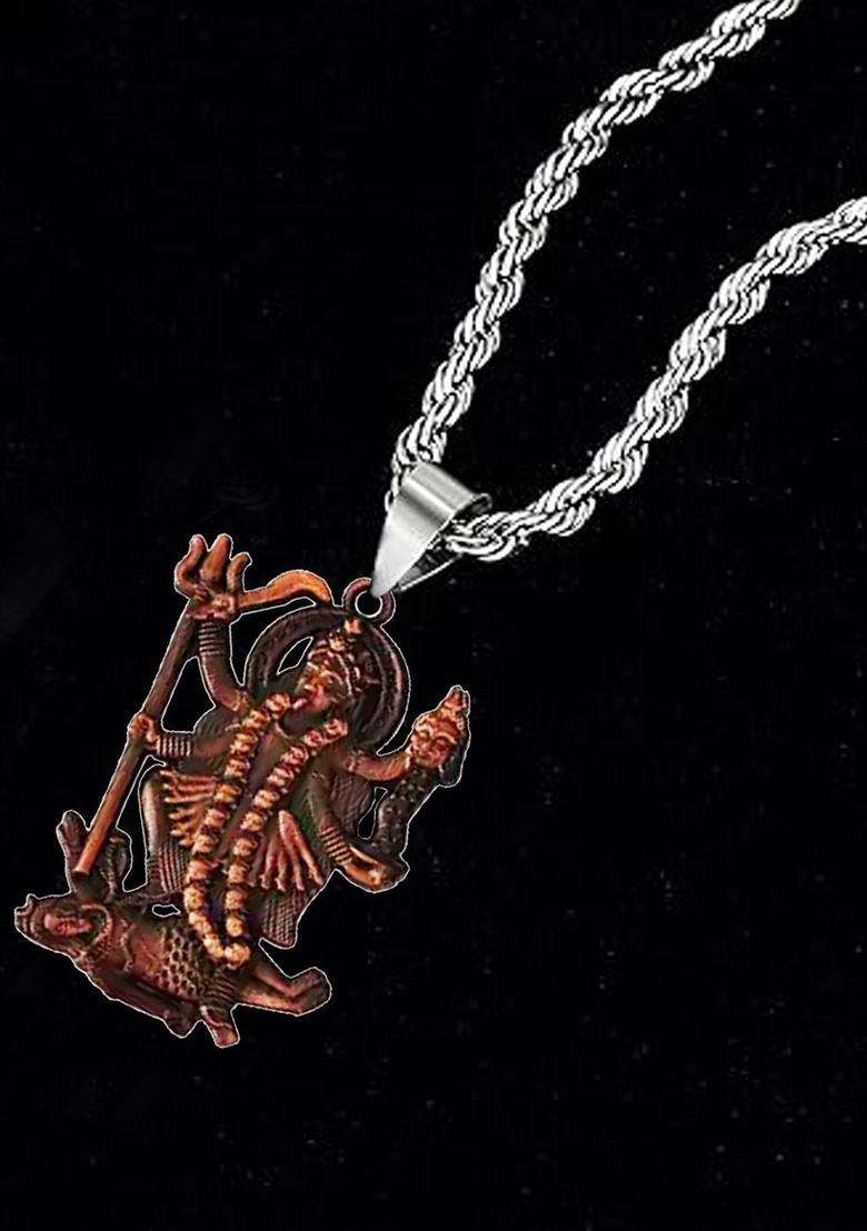Gold-Plated Silver-Plated Antique Contemporary Shaped Pendant for Men | Traditional Temple Jewellery for Wedding & Festive Wear | Gift for Him - Indya