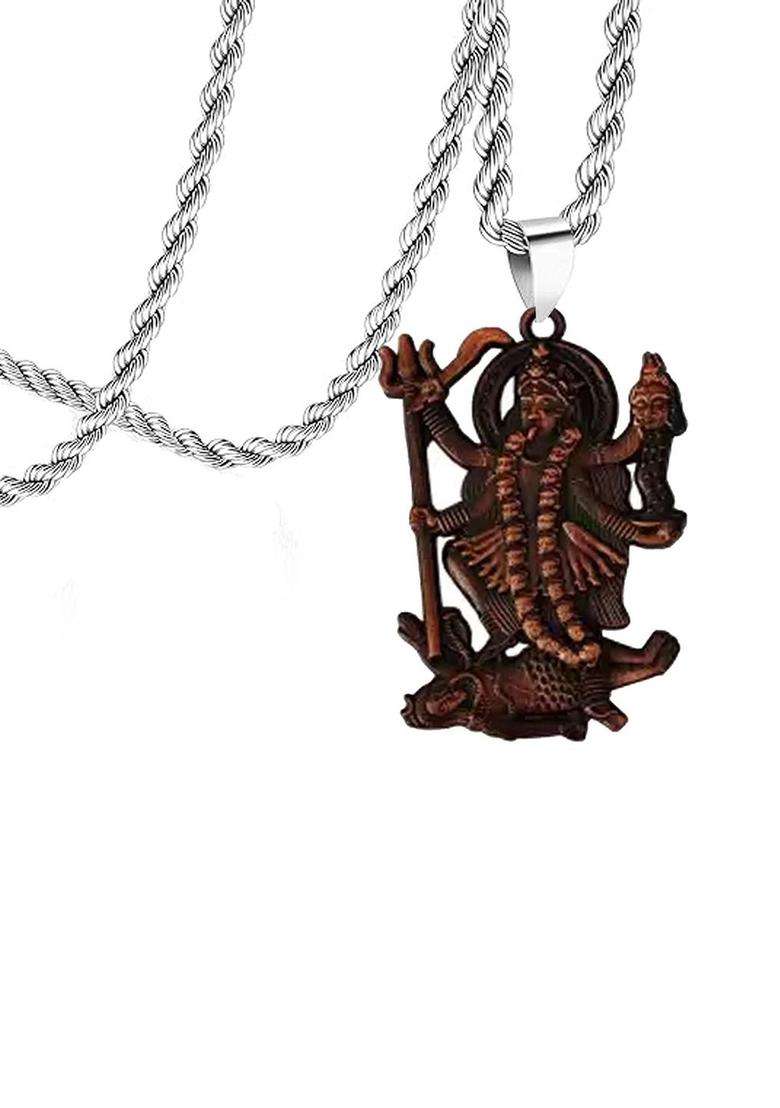 Gold-Plated Silver-Plated Antique Contemporary Shaped Pendant for Men | Traditional Temple Jewellery for Wedding & Festive Wear | Gift for Him - Indya