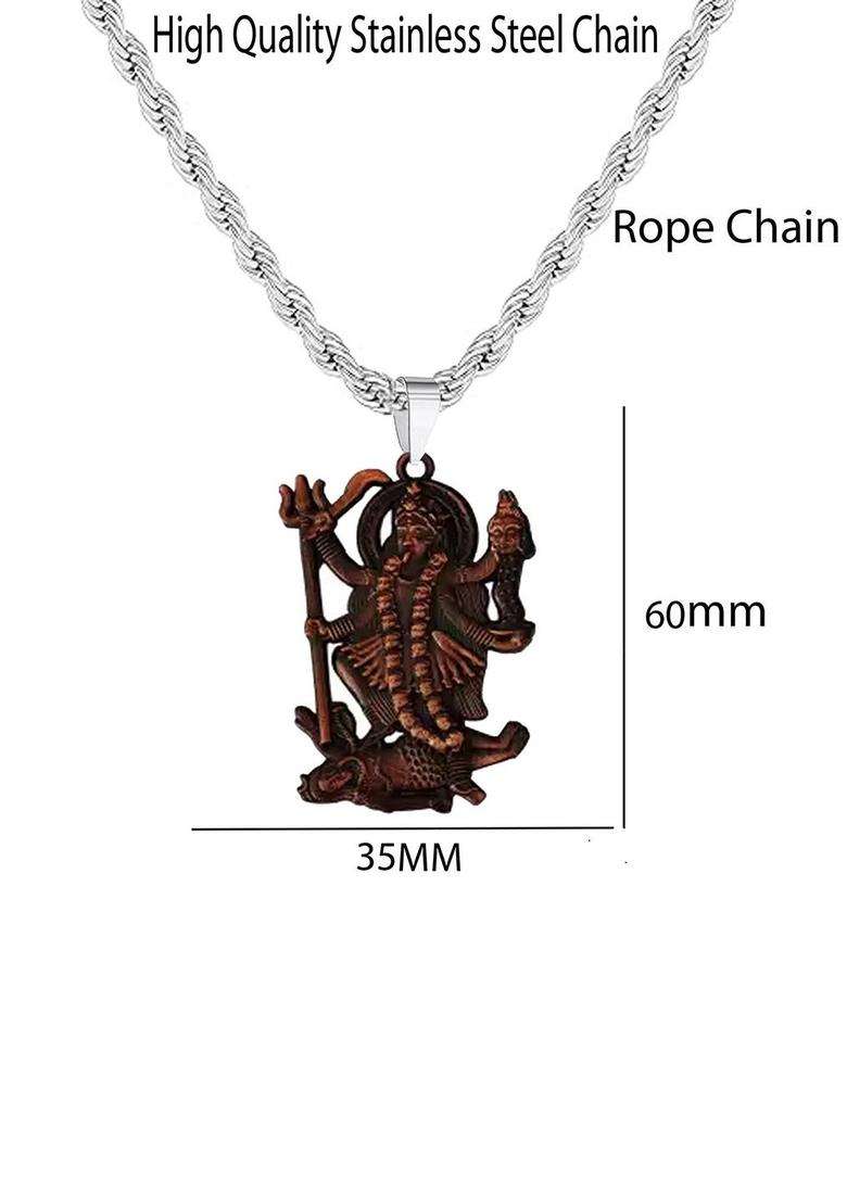 Gold-Plated Silver-Plated Antique Contemporary Shaped Pendant for Men | Traditional Temple Jewellery for Wedding & Festive Wear | Gift for Him - Indya