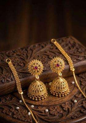 Gold-Plated Circular Jhumkas Earrings for Women | Traditional Temple Jewellery for Wedding & Festive Wear | Gift for Her