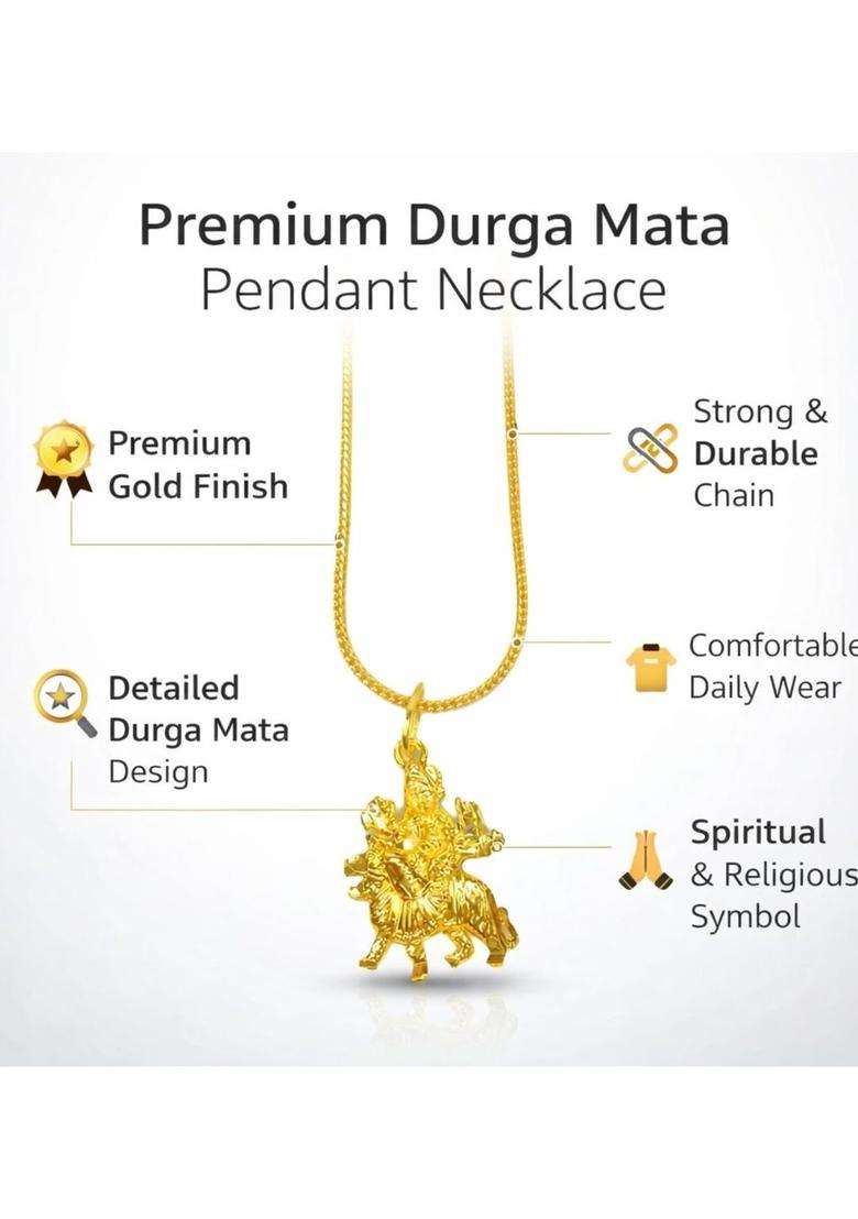 Gold-Plated Temple Quirky Shaped Pendant with Chain for Men & Women | Traditional Temple Jewellery for Wedding & Festive Wear | Festive Gift - Indya