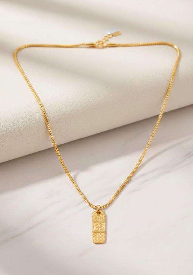 Gold-Plated Temple Quirky Shaped Pendant with Chain for Women | Traditional Temple Jewellery for Wedding & Festive Wear | Gift for Her - Indya