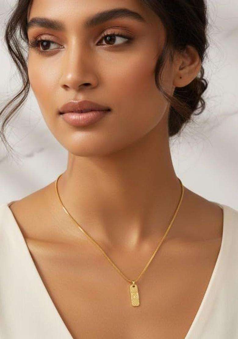 Gold-Plated Temple Quirky Shaped Pendant with Chain for Women | Traditional Temple Jewellery for Wedding & Festive Wear | Gift for Her - Indya