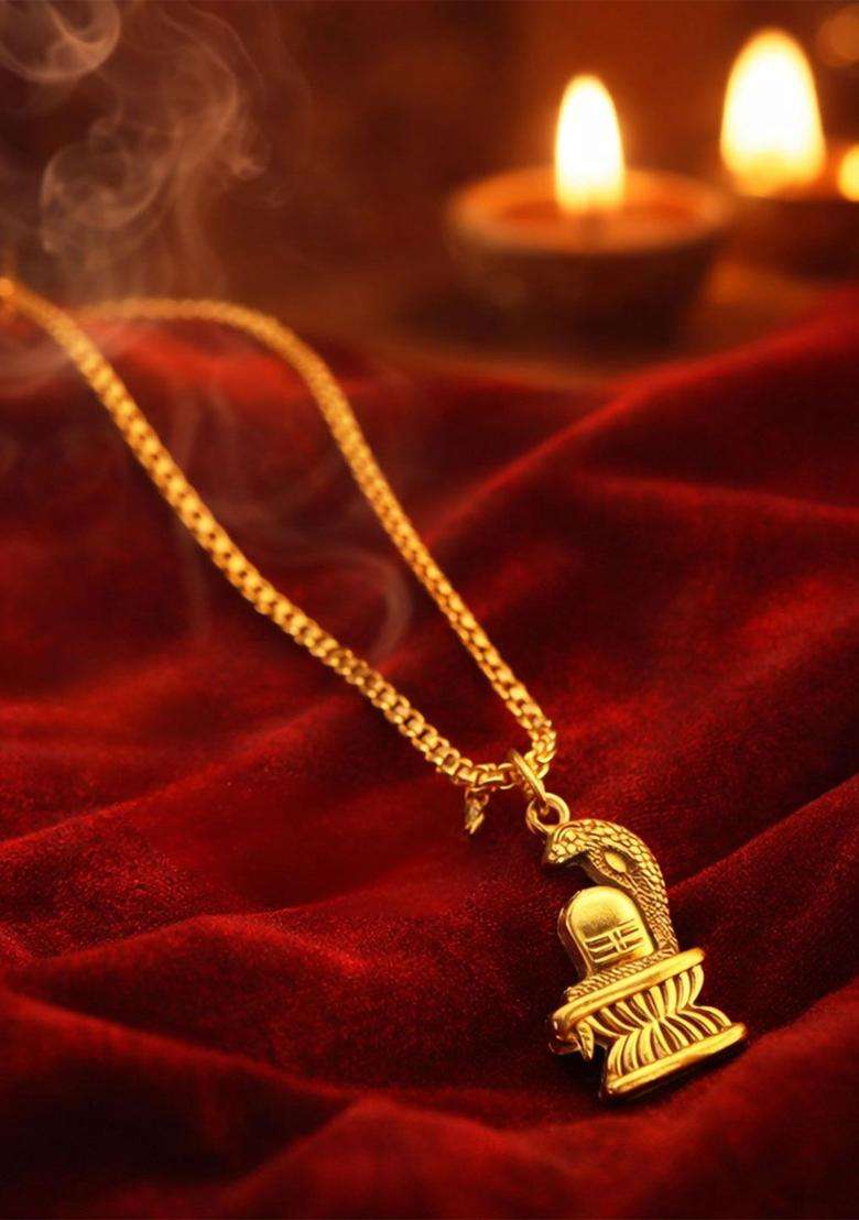 Temple Quirky Shaped Pendant with Chain for Men & Women | Traditional Temple Jewellery for Wedding & Festive Wear | Festive Gift - Indya