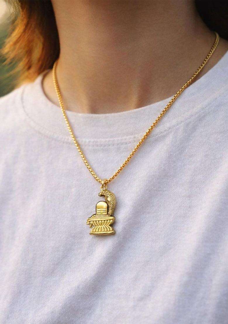 Temple Quirky Shaped Pendant with Chain for Men & Women | Traditional Temple Jewellery for Wedding & Festive Wear | Festive Gift - Indya