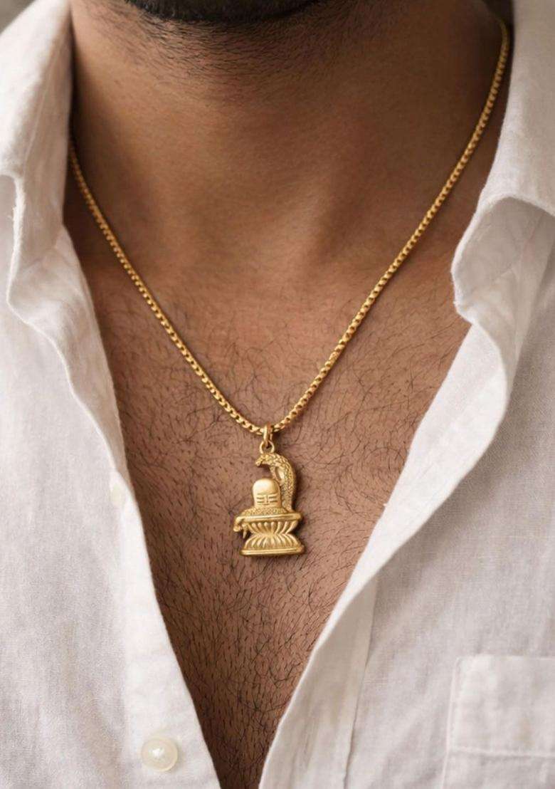 Temple Quirky Shaped Pendant with Chain for Men & Women | Traditional Temple Jewellery for Wedding & Festive Wear | Festive Gift - Indya