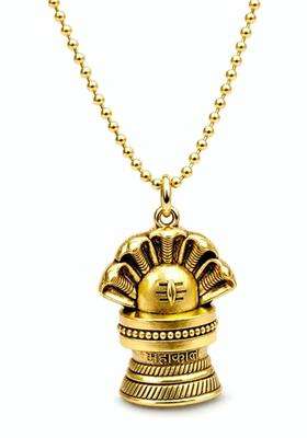 Gold-Plated Temple Quirky Shaped Pendant with Chain for Men & Women | Traditional Temple Jewellery for Wedding & Festive Wear | Festive Gift