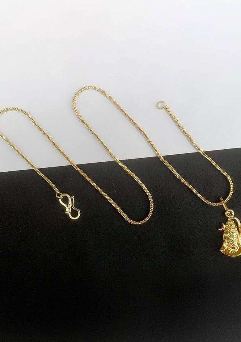 Set of 3 Temple Quirky Shaped Pendants with Chains for Men & Women | Traditional Temple Jewellery for Wedding & Festive Wear | Festive Gift - Indya