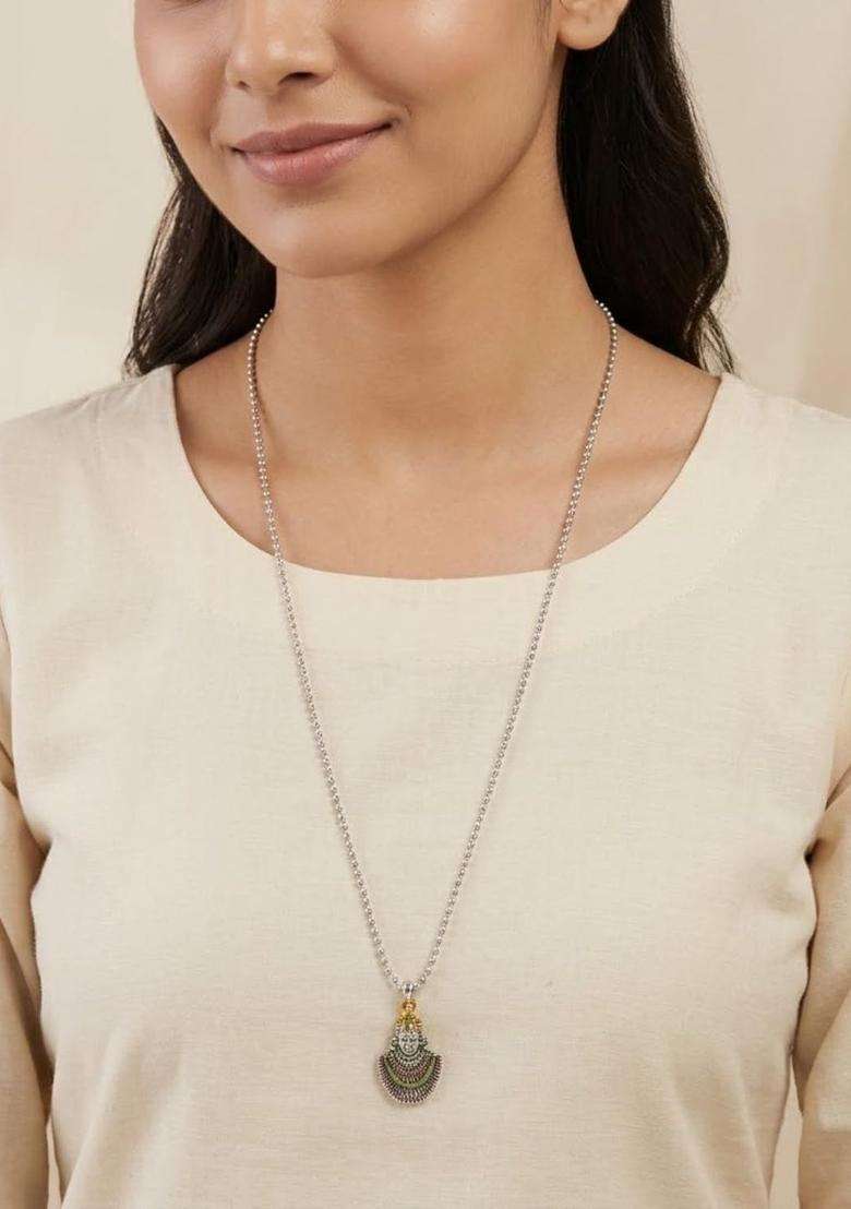 Temple Quirky Shaped Pendant with Chain for Men & Women | Traditional Temple Jewellery for Wedding & Festive Wear | Festive Gift - Indya