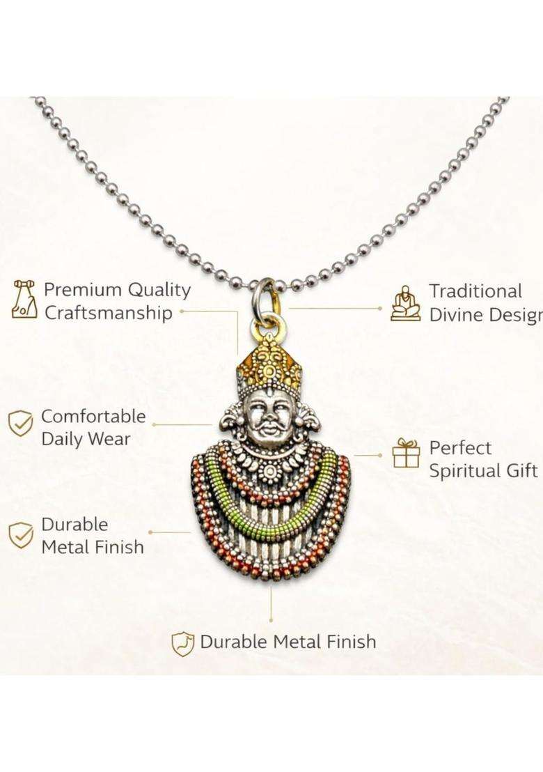 Temple Quirky Shaped Pendant with Chain for Men & Women | Traditional Temple Jewellery for Wedding & Festive Wear | Festive Gift - Indya