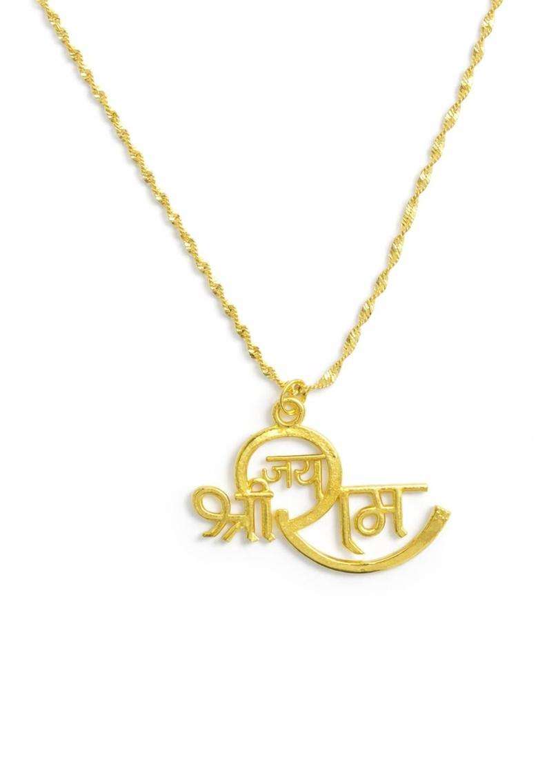 Gold-Plated Temple Quirky Shaped Pendant with Chain for Men & Women | Traditional Temple Jewellery for Wedding & Festive Wear | Festive Gift - Indya